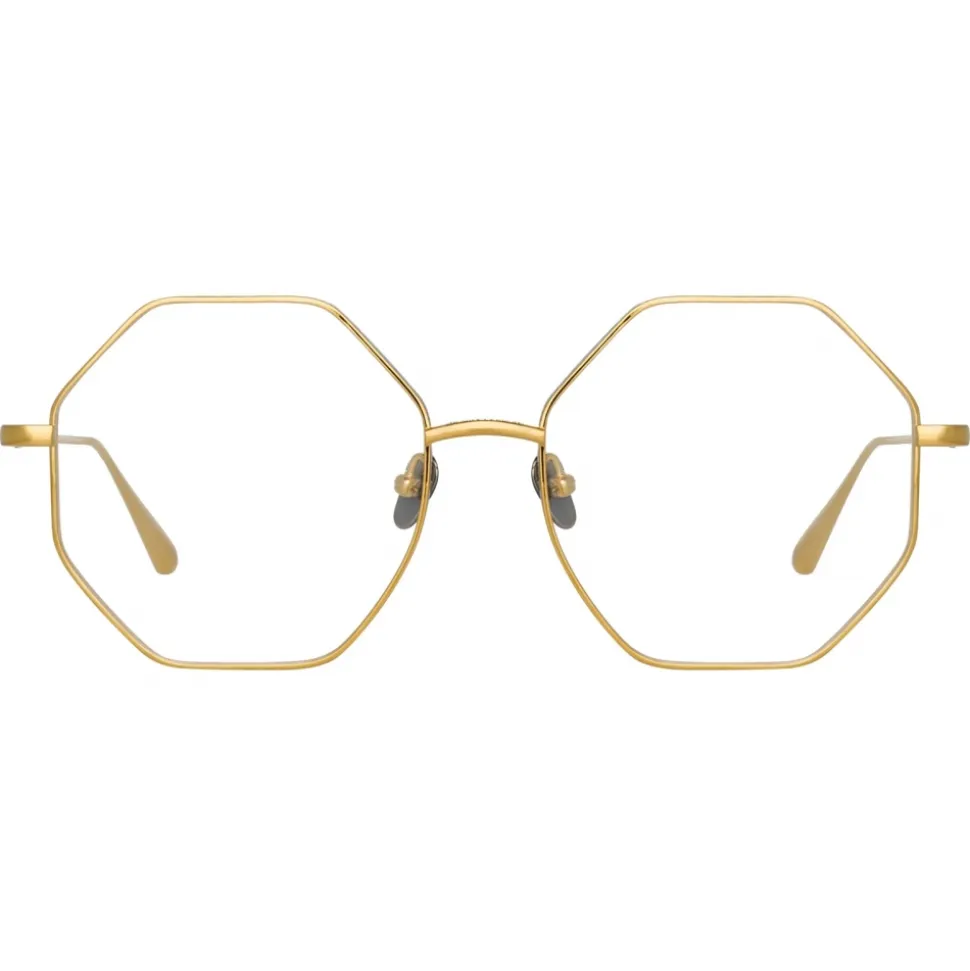 Linda Farrow - Lianas Hexagon Optical Glasses in Yellow Gold - LFL1253C5OPT - Linda Farrow Eyewear - Avvenice