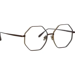 Linda Farrow - Lianas Hexagon Optical Glasses in Metallic Brown - LFL1253C9OPT - Linda Farrow Eyewear - Avvenice