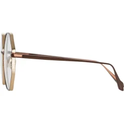 Linda Farrow - Lianas Hexagon Optical Glasses in Metallic Brown - LFL1253C9OPT - Linda Farrow Eyewear - Avvenice