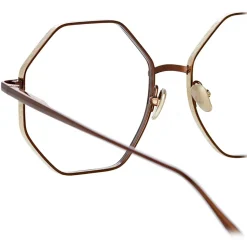 Linda Farrow - Lianas Hexagon Optical Glasses in Metallic Brown - LFL1253C9OPT - Linda Farrow Eyewear - Avvenice