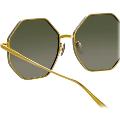 Linda Farrow - Lianas Hexagon Sunglasses in Yellow Gold - LFL1253C2SUN - Linda Farrow Eyewear - Avvenice