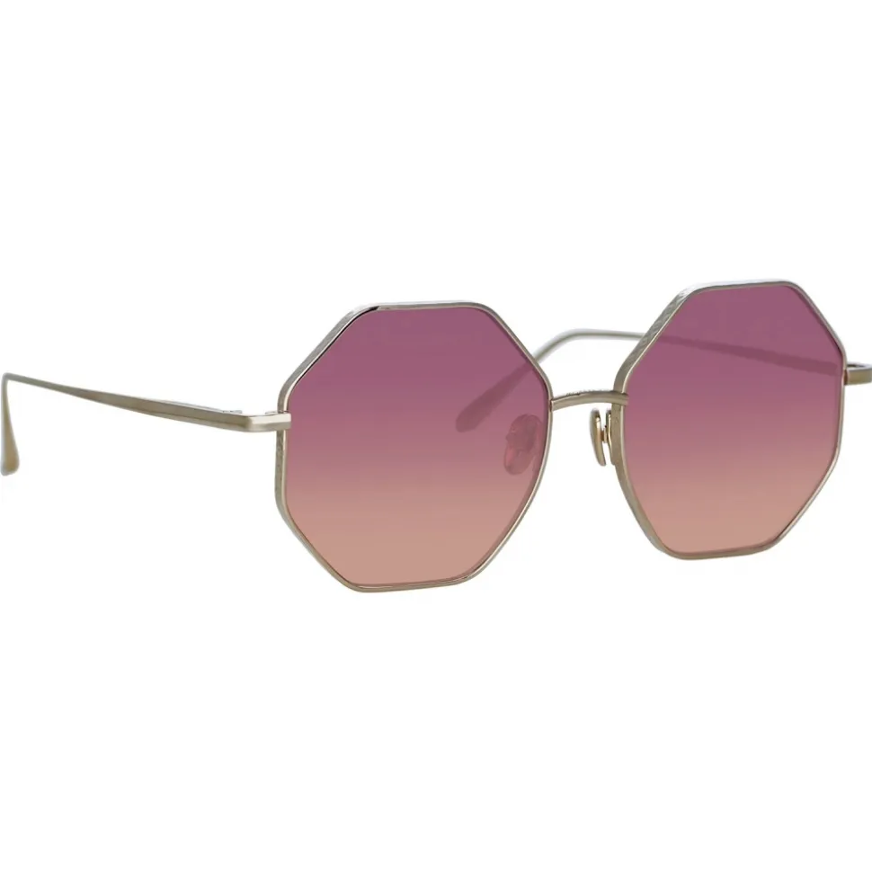 Linda Farrow - Lianas Hexagon Sunglasses in Light Gold - LFL1253C3SUN - Linda Farrow Eyewear - Avvenice