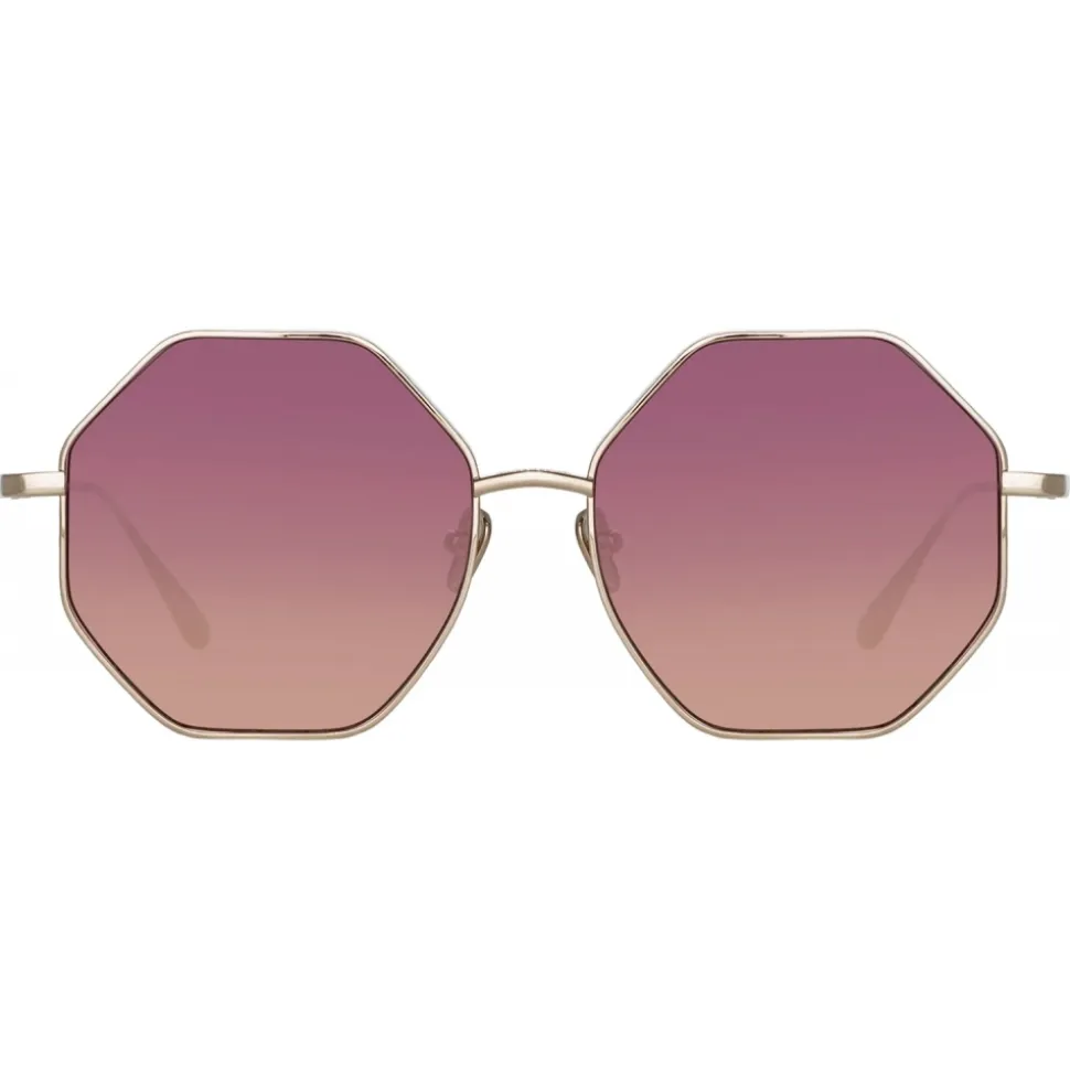 Linda Farrow - Lianas Hexagon Sunglasses in Light Gold - LFL1253C3SUN - Linda Farrow Eyewear - Avvenice