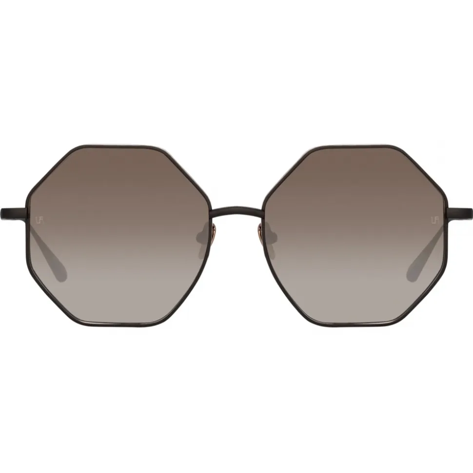 Linda Farrow - Lianas Hexagon Sunglasses in Black - LFL1253C1SUN - Linda Farrow Eyewear - Avvenice