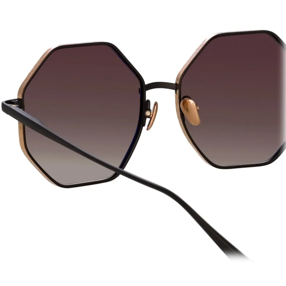 Linda Farrow - Lianas Hexagon Sunglasses in Black - LFL1253C1SUN - Linda Farrow Eyewear - Avvenice