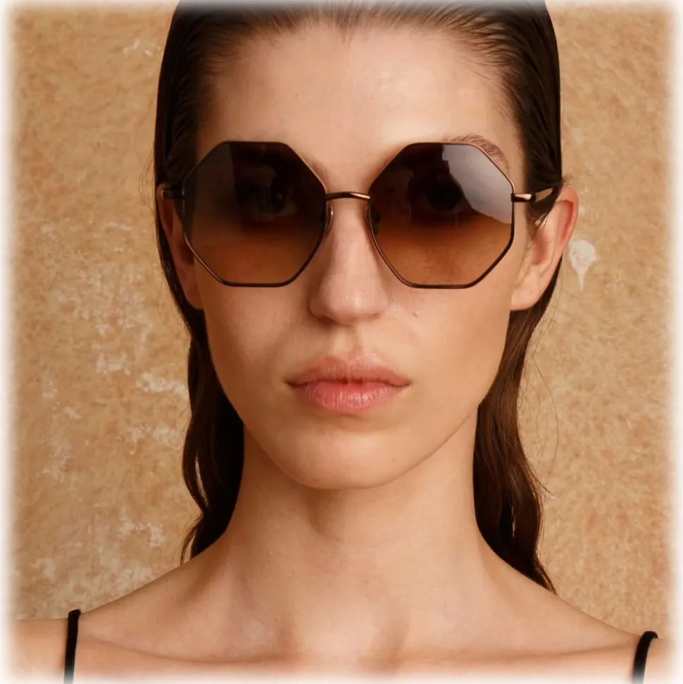 Linda Farrow - Lianas Hexagon Sunglasses in Black - LFL1253C1SUN - Linda Farrow Eyewear - Avvenice