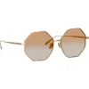 Linda Farrow - Lianas Hexagon Sunglasses in Light Gold - LFL1253C3SUN - Linda Farrow Eyewear - Avvenice