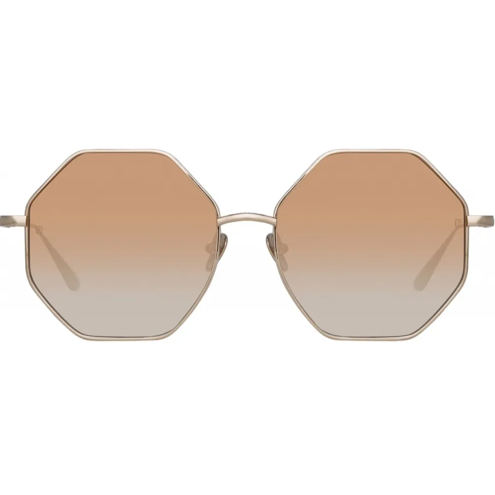 Linda Farrow - Lianas Hexagon Sunglasses in Light Gold - LFL1253C3SUN - Linda Farrow Eyewear - Avvenice