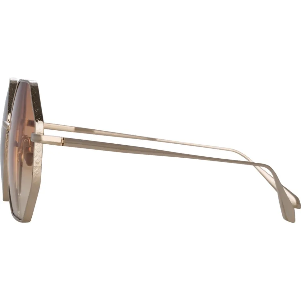 Linda Farrow - Lianas Hexagon Sunglasses in Light Gold - LFL1253C3SUN - Linda Farrow Eyewear - Avvenice
