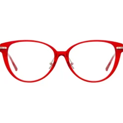 Linda Farrow - Linear Arch Cat Eye Optical Glasses in Crimson - LF26C6OPT - Linda Farrow Eyewear - Avvenice