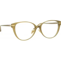 Linda Farrow - Linear Arch Cat Eye Optical Glasses in Khaki - LF26C5OPT - Linda Farrow Eyewear - Avvenice