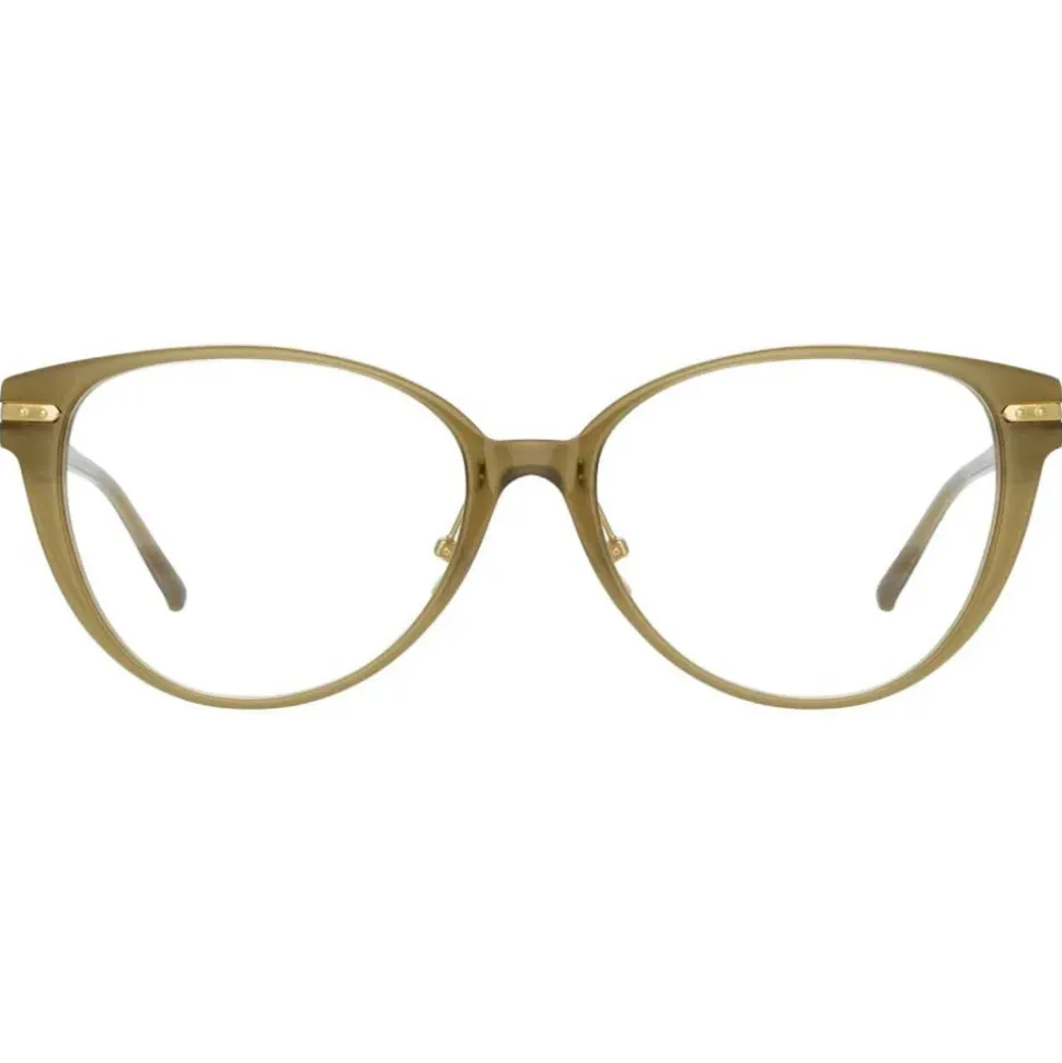 Linda Farrow - Linear Arch Cat Eye Optical Glasses in Khaki - LF26C5OPT - Linda Farrow Eyewear - Avvenice