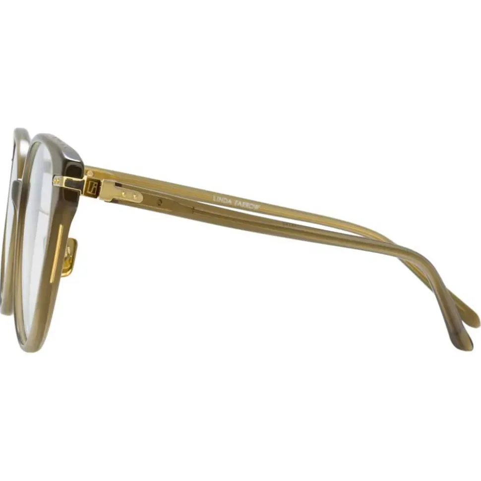 Linda Farrow - Linear Arch Cat Eye Optical Glasses in Khaki - LF26C5OPT - Linda Farrow Eyewear - Avvenice