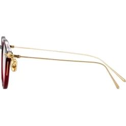 Linda Farrow - Linear Arris Oval Optical Glasses in Burgundy - LF06C4OPT - Linda Farrow Eyewear - Avvenice