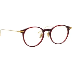 Linda Farrow - Linear Chevron Oval Optical Glasses in Burgundy - LF08C4OPT - Linda Farrow Eyewear - Avvenice
