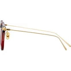 Linda Farrow - Linear Chevron Oval Optical Glasses in Burgundy - LF08C4OPT - Linda Farrow Eyewear - Avvenice