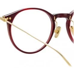 Linda Farrow - Linear Chevron Oval Optical Glasses in Burgundy - LF08C4OPT - Linda Farrow Eyewear - Avvenice