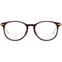 Linda Farrow - Linear Fuller D-Frame Optical Glasses in Burgundy - LF01C4OPT - Linda Farrow Eyewear - Avvenice