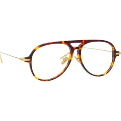 Linda Farrow - Linear Gilles Aviator Optical Glasses in Tortoiseshell - LF24C2OPT - Linda Farrow Eyewear - Avvenice