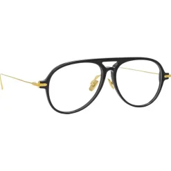 Linda Farrow - Linear Gilles Aviator Optical Glasses in Black - LF24C1OPT - Linda Farrow Eyewear - Avvenice
