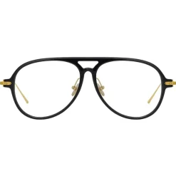 Linda Farrow - Linear Gilles Aviator Optical Glasses in Black - LF24C1OPT - Linda Farrow Eyewear - Avvenice