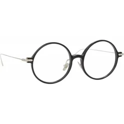 Linda Farrow - Linear Savoye Round Optical Glasses in Black - LF09C2OPT - Linda Farrow Eyewear - Avvenice