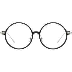 Linda Farrow - Linear Savoye Round Optical Glasses in Black - LF09C2OPT - Linda Farrow Eyewear - Avvenice