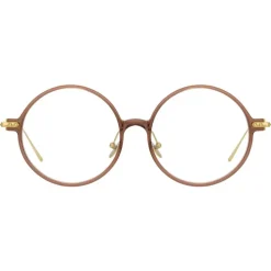 Linda Farrow - Linear Savoye A Round Optical Glasses in Tobacco - LF09AC8OPT - Linda Farrow Eyewear - Avvenice