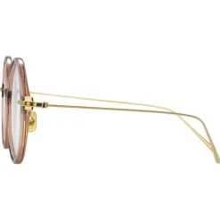 Linda Farrow - Linear Savoye A Round Optical Glasses in Tobacco - LF09AC8OPT - Linda Farrow Eyewear - Avvenice