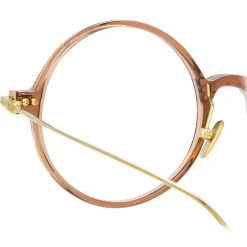 Linda Farrow - Linear Savoye A Round Optical Glasses in Tobacco - LF09AC8OPT - Linda Farrow Eyewear - Avvenice