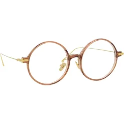 Linda Farrow - Linear Savoye Round Optical Glasses in Tobacco - LF09C8OPT - Linda Farrow Eyewear - Avvenice