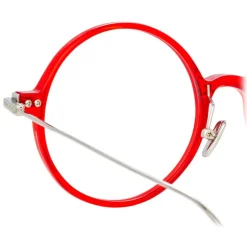 Linda Farrow - Linear Savoye Round Optical Glasses in Crimson - LF09C6OPT - Linda Farrow Eyewear - Avvenice
