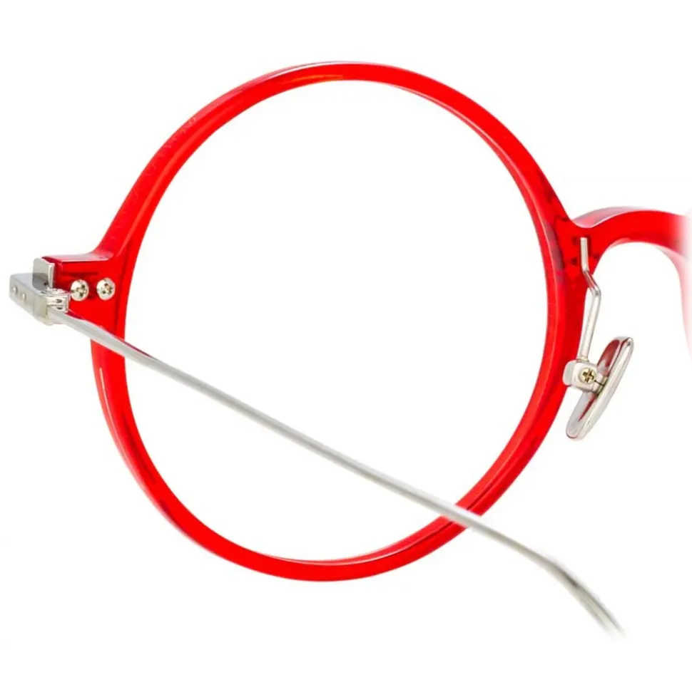 Linda Farrow - Linear Savoye Round Optical Glasses in Crimson - LF09C6OPT - Linda Farrow Eyewear - Avvenice