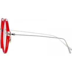 Linda Farrow - Linear Savoye Round Optical Glasses in Crimson - LF09C6OPT - Linda Farrow Eyewear - Avvenice