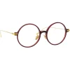 Linda Farrow - Linear Savoye Round Optical Glasses in Burgundy - LF09C4OPT - Linda Farrow Eyewear - Avvenice