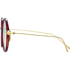 Linda Farrow - Linear Savoye A Round Optical Glasses in Burgundy - LF09AC4OPT - Linda Farrow Eyewear - Avvenice
