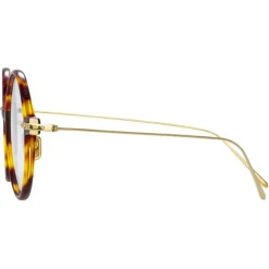 Linda Farrow - Linear Savoye Round Optical Glasses in Tortoiseshell - LF09C3OPT - Linda Farrow Eyewear - Avvenice