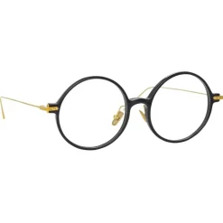 Linda Farrow - Linear Savoye A Round Optical Glasses in Black - LF09AC1OPT - Linda Farrow Eyewear - Avvenice