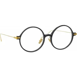 Linda Farrow - Linear Savoye Round Optical Glasses in Black - LF09C1OPT - Linda Farrow Eyewear - Avvenice