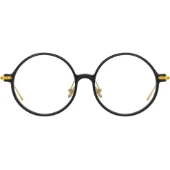 Linda Farrow - Linear Savoye Round Optical Glasses in Black - LF09C1OPT - Linda Farrow Eyewear - Avvenice
