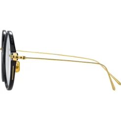 Linda Farrow - Linear Savoye Round Optical Glasses in Black - LF09C1OPT - Linda Farrow Eyewear - Avvenice