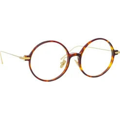Linda Farrow - Linear Savoye A Round Optical Glasses in Tortoiseshell - LF09AC3OPT - Linda Farrow Eyewear - Avvenice