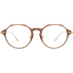 Linda Farrow - Linear Wren Angular Optical Glasses in Tobacco - LF05C5OPT - Linda Farrow Eyewear - Avvenice