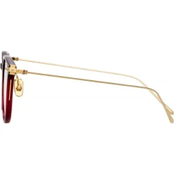 Linda Farrow - Linear Wright A Rectangular Optical Glasses in Burgundy - LF07AC4OPT - Linda Farrow Eyewear - Avvenice