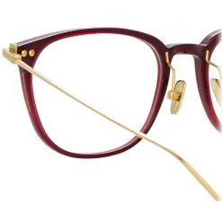 Linda Farrow - Linear Wright A Rectangular Optical Glasses in Burgundy - LF07AC4OPT - Linda Farrow Eyewear - Avvenice