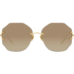 Linda Farrow - Lisette Oversized Sunglasses in Yellow Gold - LFL1314C2SUN - Linda Farrow Eyewear - Avvenice