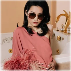 Linda Farrow - Lisette Oversized Sunglasses in Yellow Gold - LFL1314C2SUN - Linda Farrow Eyewear - Avvenice