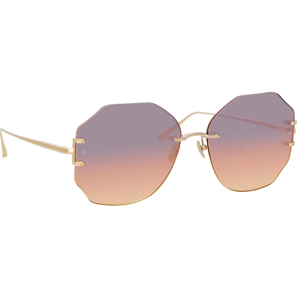 Linda Farrow - Lisette Oversized Sunglasses in Light Gold - LFL1314C3SUN - Linda Farrow Eyewear - Avvenice