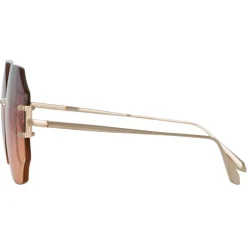Linda Farrow - Lisette Oversized Sunglasses in Light Gold - LFL1314C3SUN - Linda Farrow Eyewear - Avvenice
