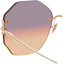Linda Farrow - Lisette Oversized Sunglasses in Light Gold - LFL1314C3SUN - Linda Farrow Eyewear - Avvenice